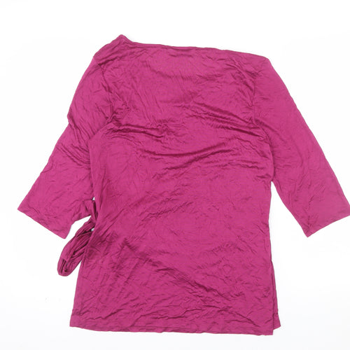 Phase Eight Women's Pink Wrap Blouse Size 14 Viscose 3/4 Sleeve