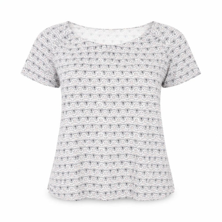 FatFace Women Grey Patterned Viscose Short Sleeve T-Shirt Size 10