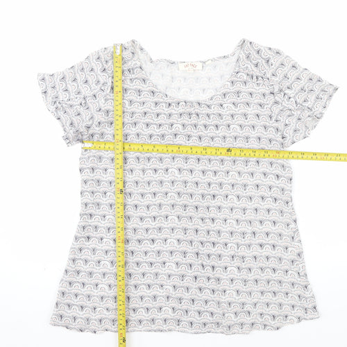 Fat Face Women Grey Patterned Viscose Short Sleeve T-Shirt Size 10