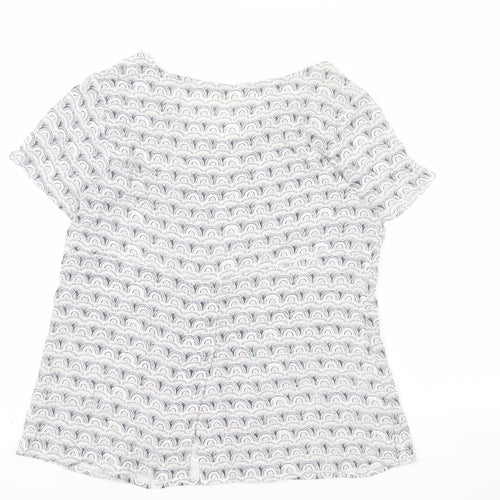 Fat Face Women Grey Patterned Viscose Short Sleeve T-Shirt Size 10