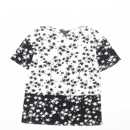 Lipsy Women’s Black Floral Tunic Blouse UK 8 Short Sleeve Polyester