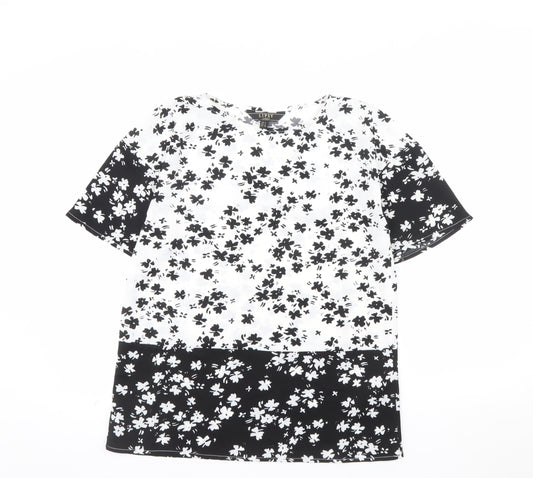 Lipsy Women’s Black Floral Tunic Blouse UK 8 Short Sleeve Polyester