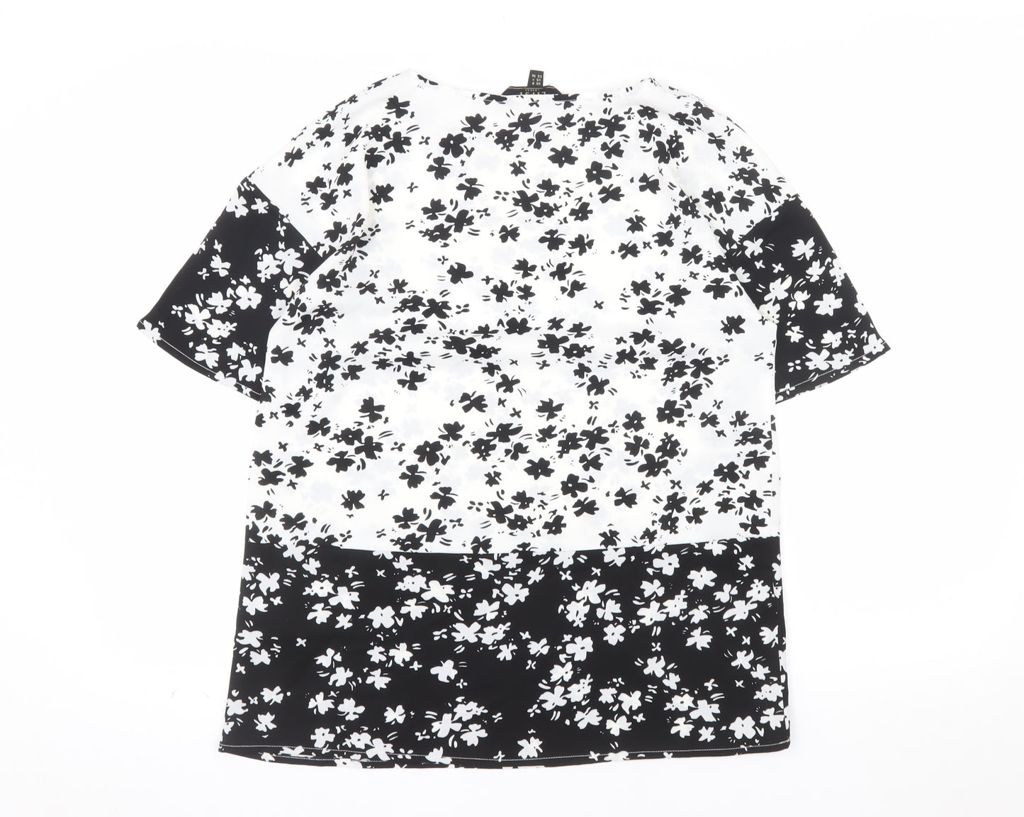 Lipsy Women’s Black Floral Tunic Blouse UK 8 Short Sleeve Polyester