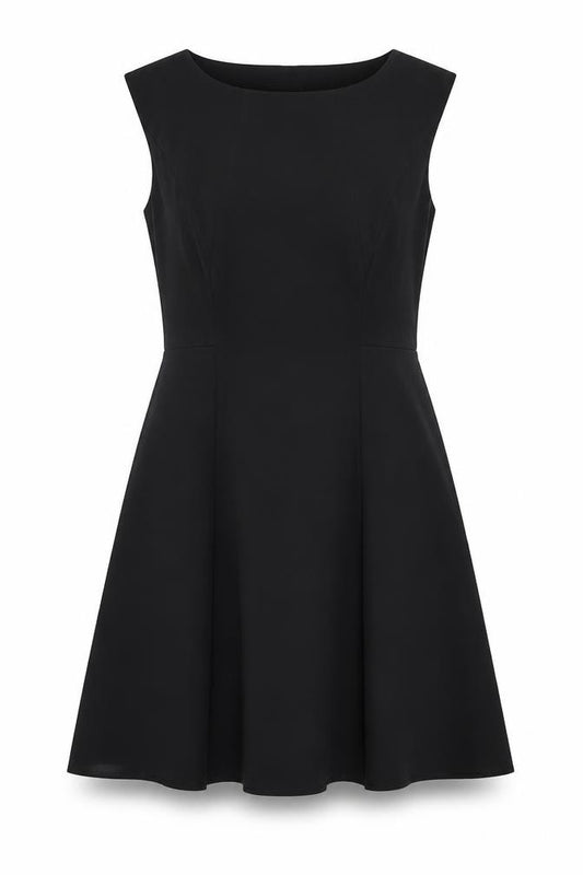 Front view of Ellen Tracy women’s black, size UK 12, fit & flare sleeveless dress