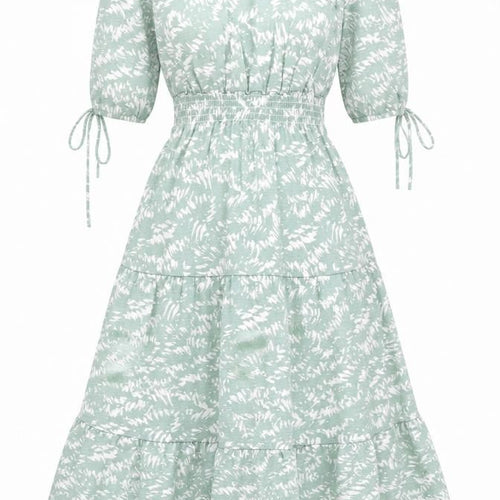 QED London Women’s Green Floral Midi Fit & Flare Dress Size 8