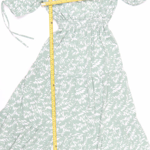 QED London Women’s Green Floral Midi Fit & Flare Dress Size 8