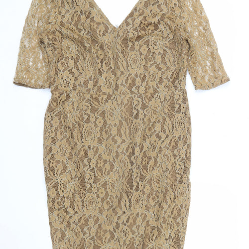 Marks and Spencer Women’s Beige Lace Bodycon Dress Size 14