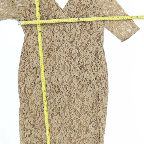 Marks and Spencer Women’s Beige Lace Bodycon Dress Size 14