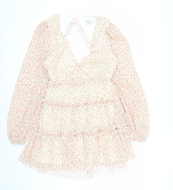 NA-KD Women’s Multicoloured Floral Ruffle A-Line Dress Size 10