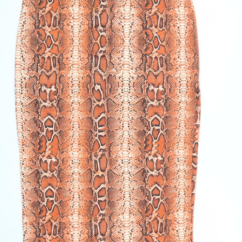 ASOS Women Brown Animal Print Pencil Skirt Size 18 Stretch