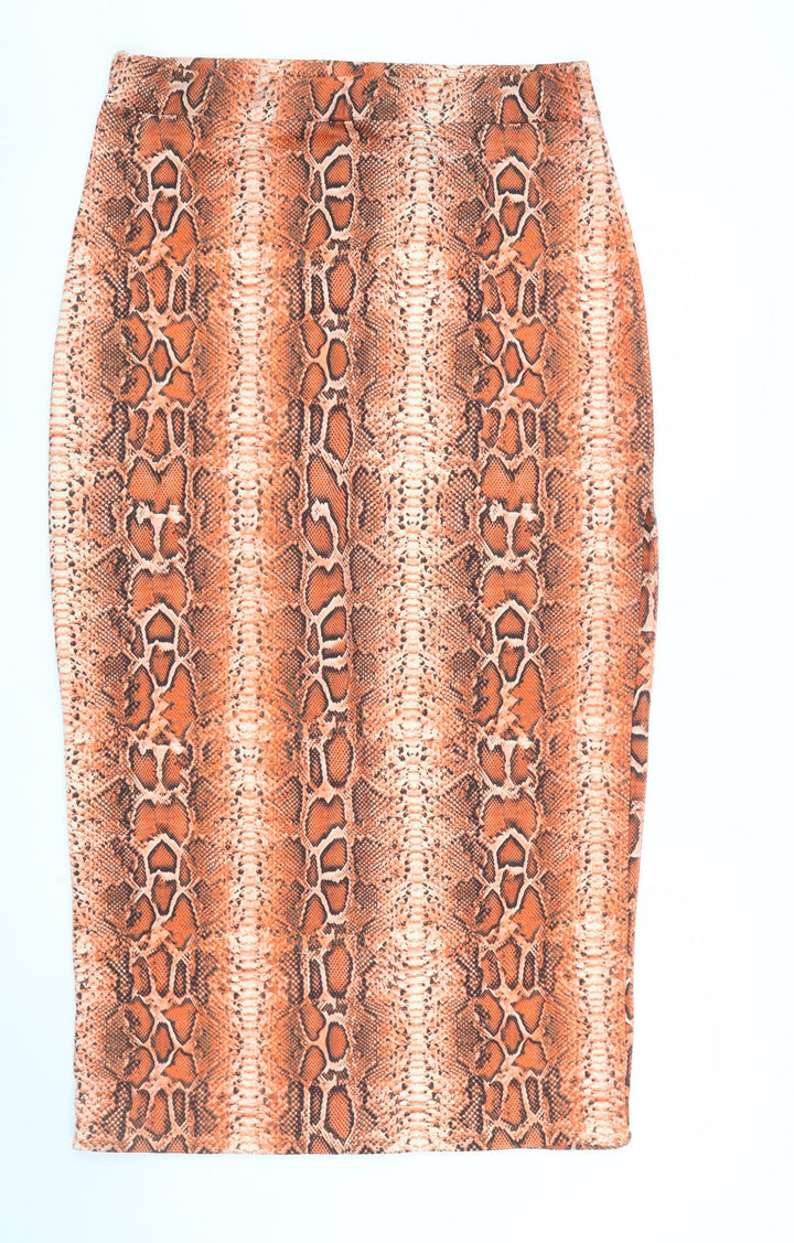 ASOS Women Brown Animal Print Pencil Skirt Size 18 Stretch