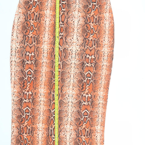 ASOS Women Brown Animal Print Pencil Skirt Size 18 Stretch