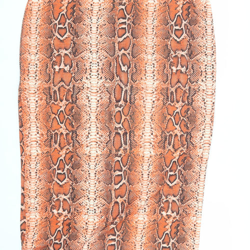 ASOS Women Brown Animal Print Pencil Skirt Size 18 Stretch