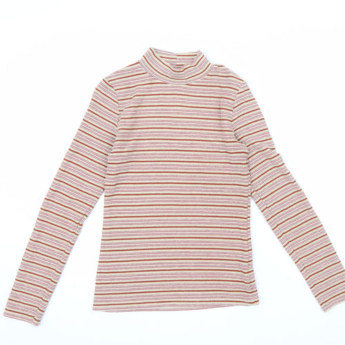 Next Women’s Multicoloured Striped Mock Neck Long Sleeve Top Size 6