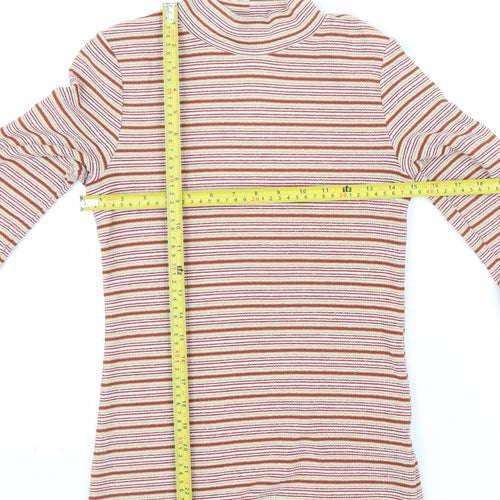 Next Women’s Multicoloured Striped Mock Neck Long Sleeve Top Size 6