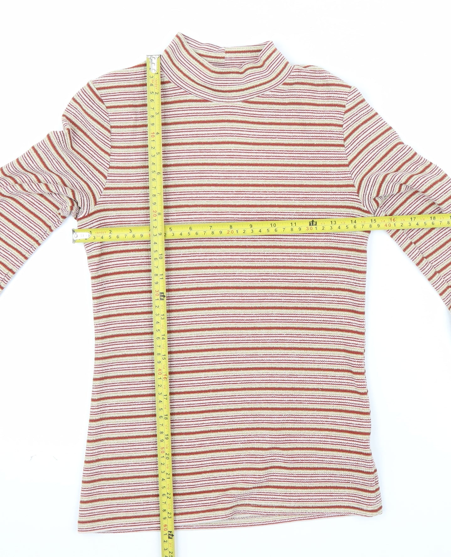 Next Women’s Multicoloured Striped Mock Neck Long Sleeve Top Size 6