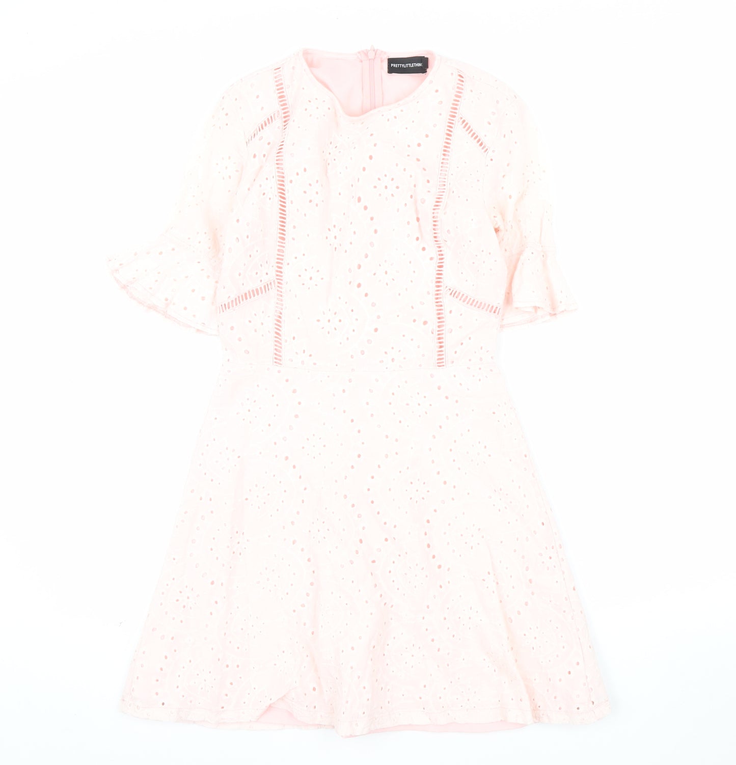 PrettyLittleThing Women Pink Fit & Flare Lace Dress Size 6