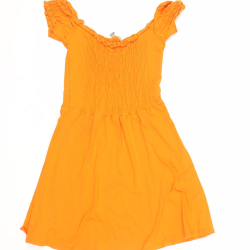 ASOS Women’s Orange Smocked Short Skater Dress Size 8