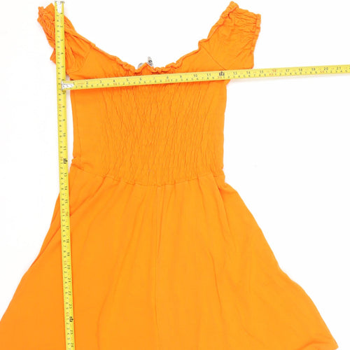 ASOS Women’s Orange Smocked Short Skater Dress Size 8