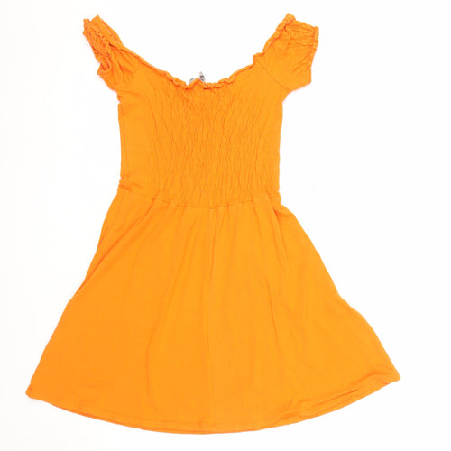 ASOS Women’s Orange Smocked Short Skater Dress Size 8