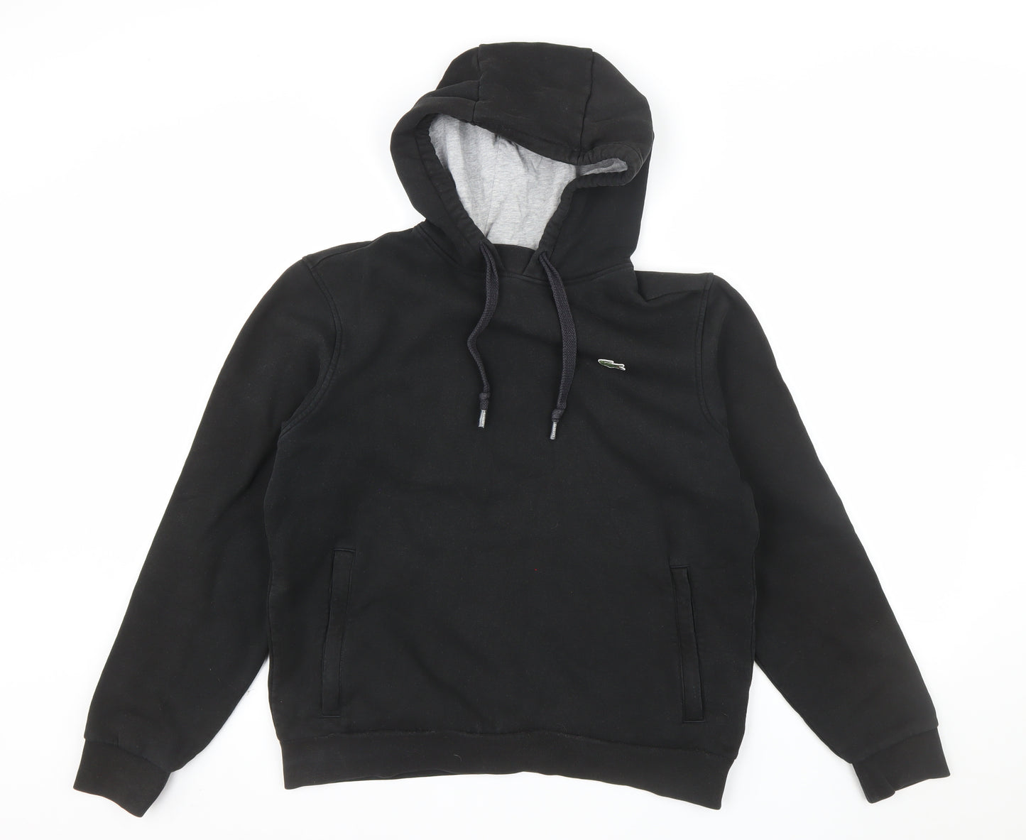 Lacoste Sport Men’s Black Pullover Hoodie M Regular Fit Cotton Blend