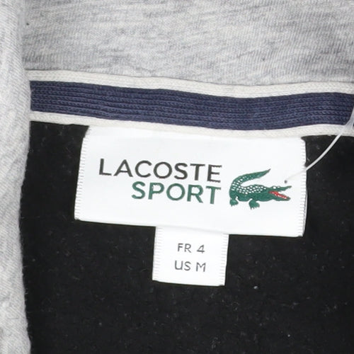Lacoste Sport Men’s Black Pullover Hoodie M Regular Fit Cotton Blend