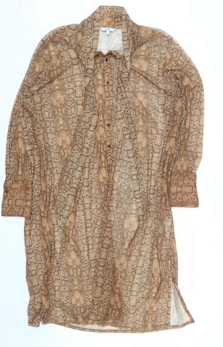 Next Women Brown Snake Print Shirt Dress Size 22 Plus Fit