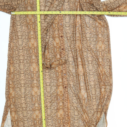 Next Women Brown Snake Print Shirt Dress Size 22 Plus Fit