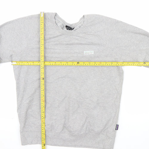 Patagonia Men Grey Organic Cotton Crew Neck Sweatshirt M