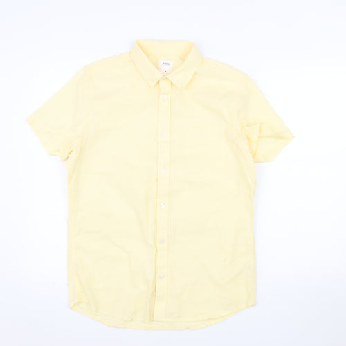 Burton Menswear London Men's Yellow Short Sleeve Cotton Casual Shirt M