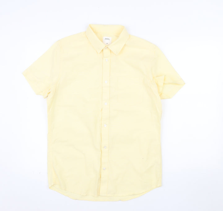 Burton Menswear London Men's Yellow Short Sleeve Cotton Casual Shirt M