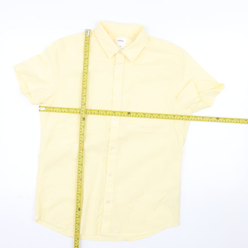 Burton Menswear London Men's Yellow Short Sleeve Cotton Casual Shirt M