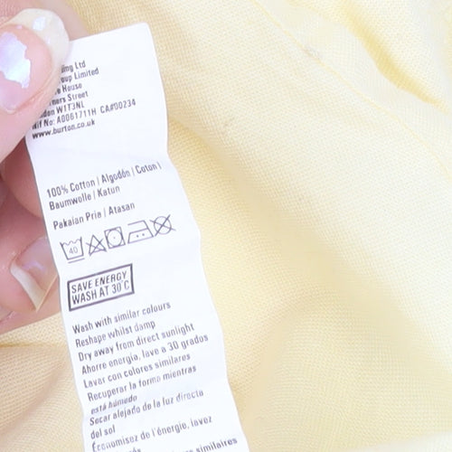Burton Menswear London Men's Yellow Short Sleeve Cotton Casual Shirt M