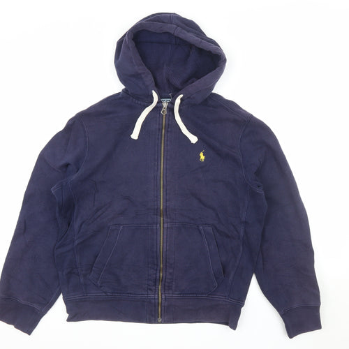 Ralph Lauren Men's Blue Full Zip Hoodie Size M Fleece Cotton Blend