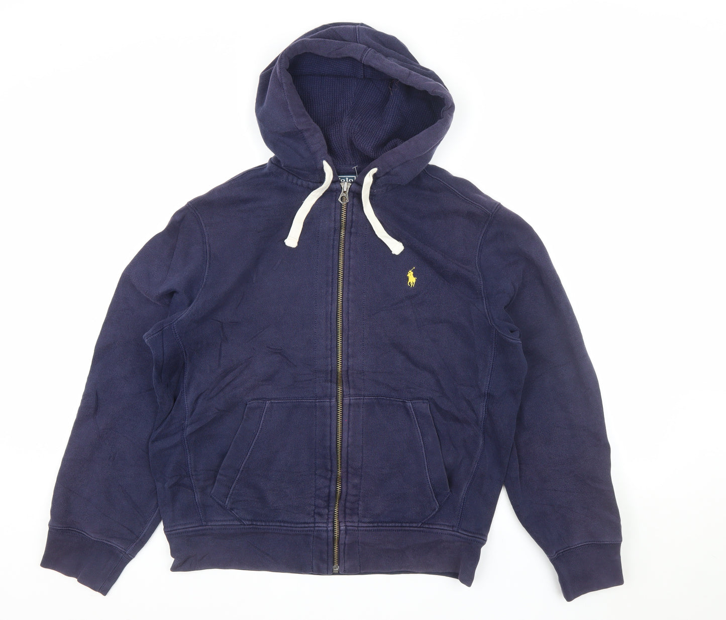 Ralph Lauren Men's Blue Full Zip Hoodie Size M Fleece Cotton Blend