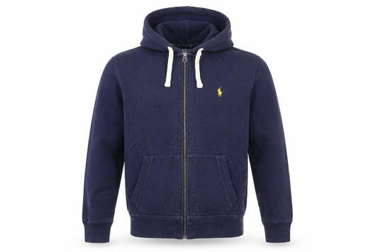 Ralph Lauren Men's Blue Full Zip Hoodie Size M Fleece Cotton Blend