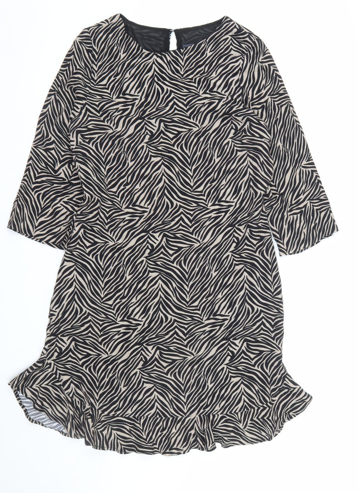 Sosandar Women’s Black Zebra Print Shift Dress Size 10