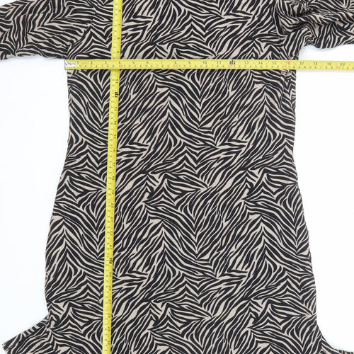 Sosandar Women’s Black Zebra Print Shift Dress Size 10