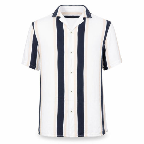 Burton Menswear London Men's Multicoloured Striped Short Sleeve Button-Up Shirt Size M