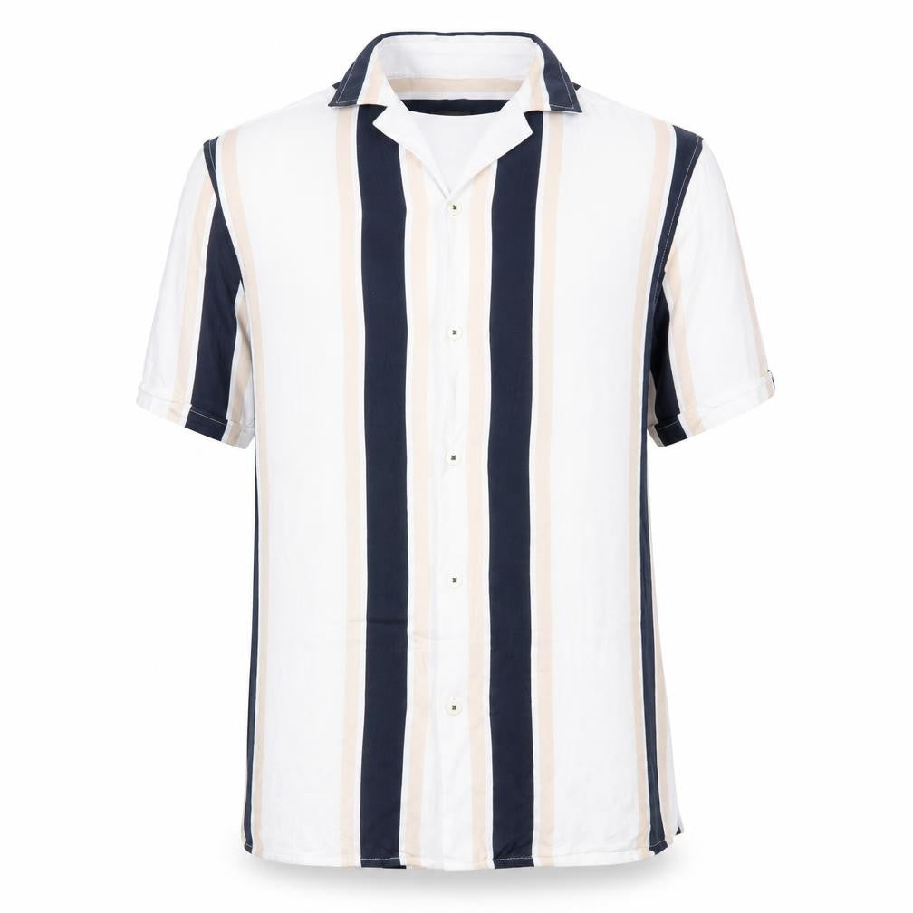 Burton Menswear London Men's Multicoloured Striped Short Sleeve Button-Up Shirt Size M