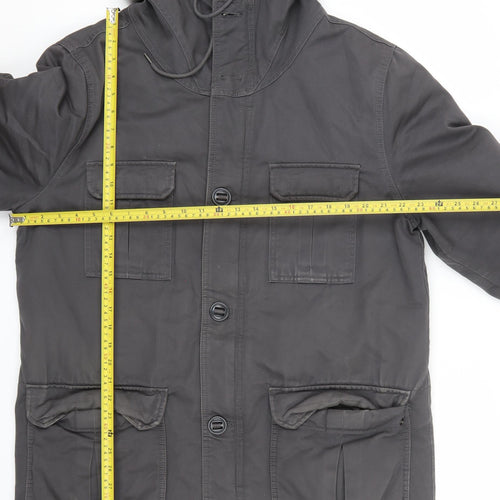 GAP Men's Grey Parka Jacket L Cotton Hooded Winter Coat