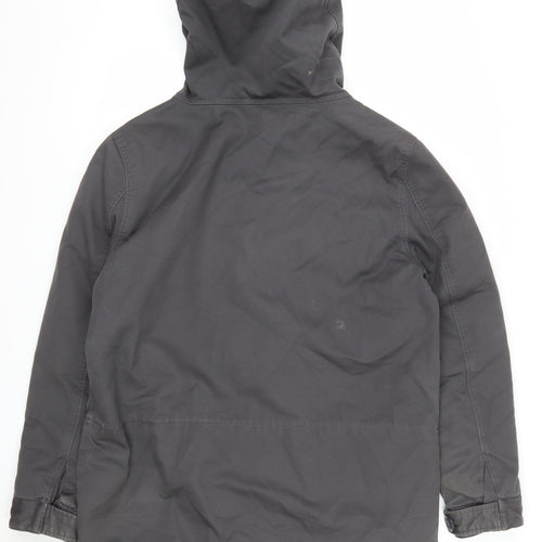 GAP Men's Grey Parka Jacket L Cotton Hooded Winter Coat