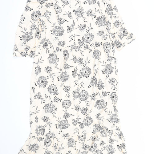 Nobody's Child Women Ivory Floral A-Line Midi Dress Size 10