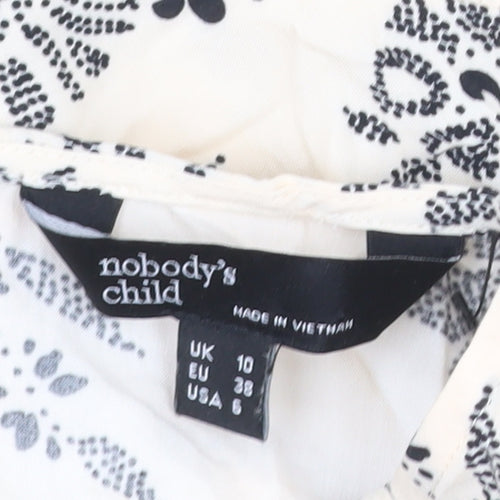 Nobody's Child Women Ivory Floral A-Line Midi Dress Size 10