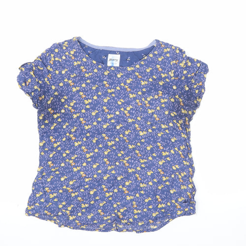 Mantaray Women's Blue Floral Viscose Short Sleeve T-Shirt Size 10