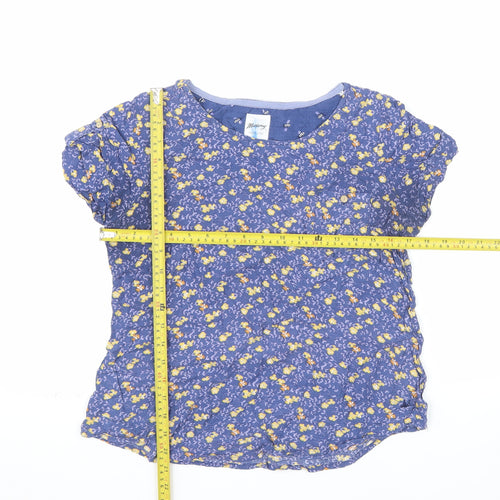 Mantaray Women's Blue Floral Viscose Short Sleeve T-Shirt Size 10
