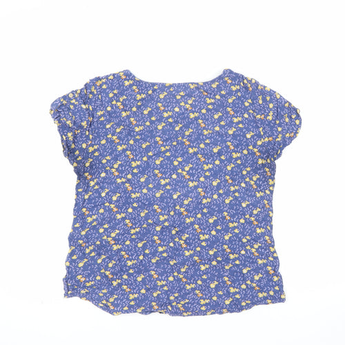 Mantaray Women's Blue Floral Viscose Short Sleeve T-Shirt Size 10