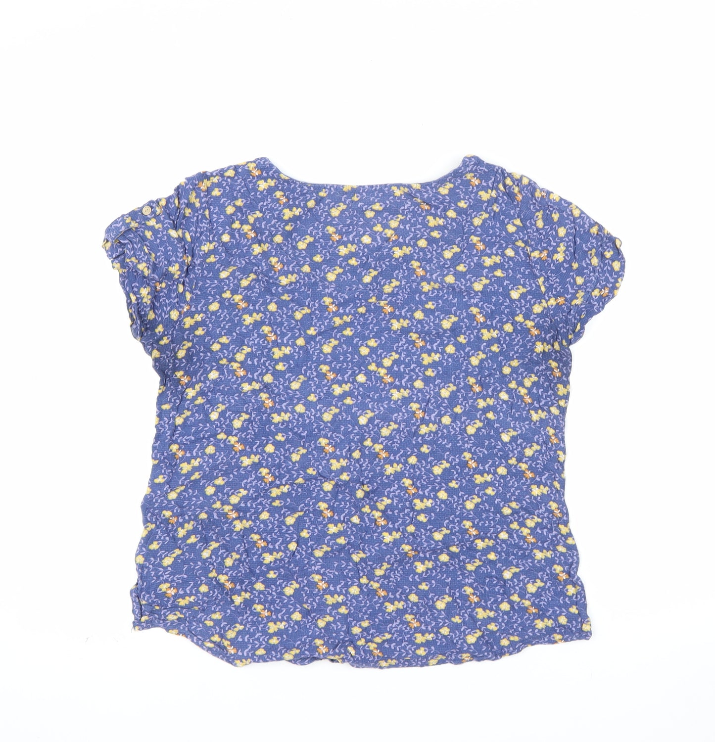 Mantaray Women's Blue Floral Viscose Short Sleeve T-Shirt Size 10