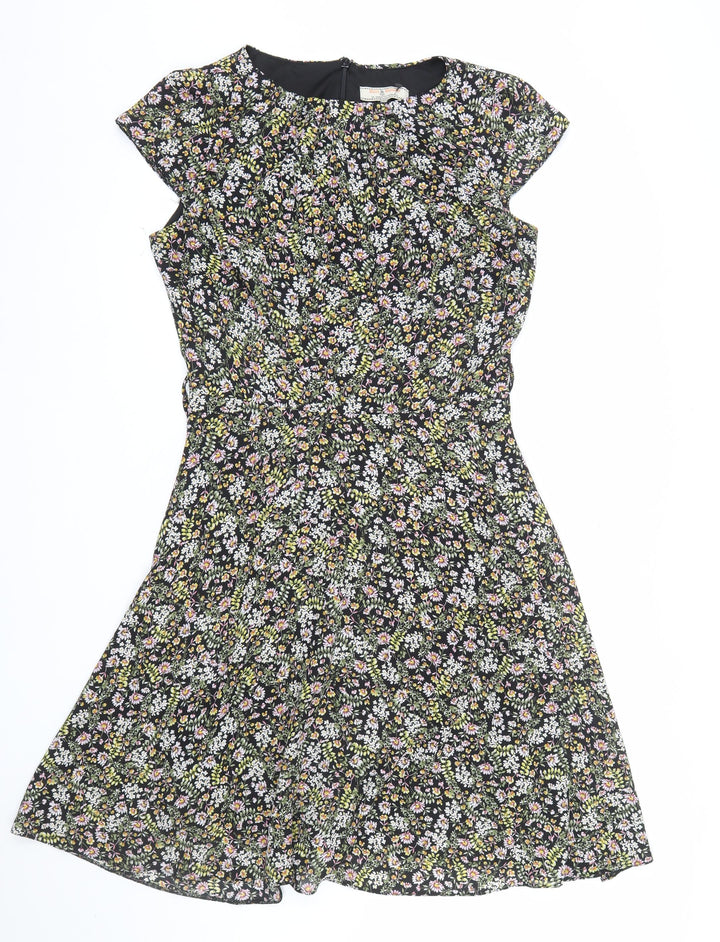 Dorothy Perkins Women’s Black Floral Fit & Flare Tall Dress Size 12