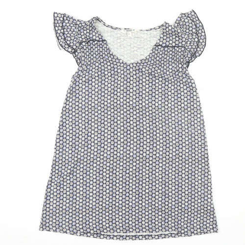 FatFace Womens Blue Geometric Cotton Modal Shift Dress Size 8